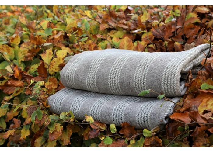 Collectable Natural Grey hand woven Welsh blanket NL40